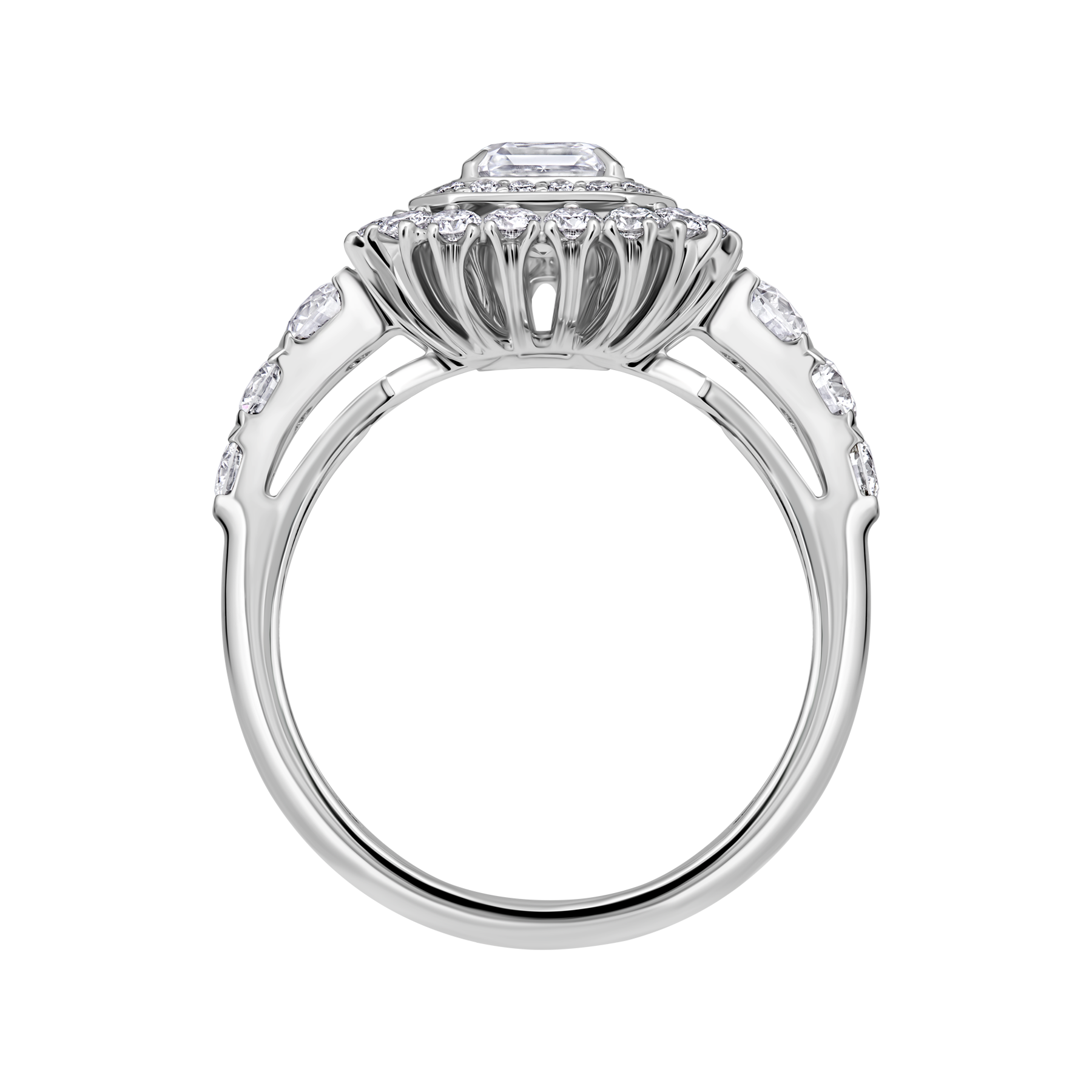 Кольцо с бриллиантами, белое золото