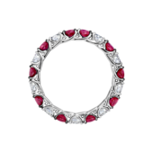 Кольцо с рубинами и бриллиантами, белое золото