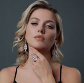 Серьги с морганитами и бриллиантами, белое золото