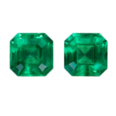 Сет из двух изумрудов Muzo Green, COLOMBIA, Октагон, 9,05ct /8,13ct