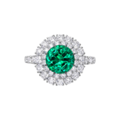 Кольцо с изумрудом и бриллиантами, белое золото