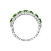 Кольцо с демантоидами и бриллиантами, белое золото