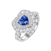 Кольцо с сапфиром и бриллиантами, белое золото