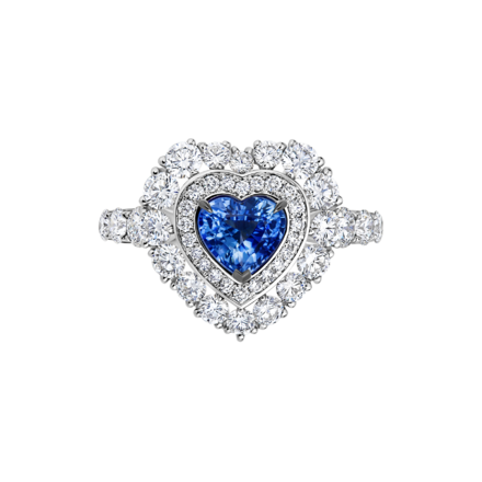 Кольцо с сапфиром и бриллиантами, белое золото 2