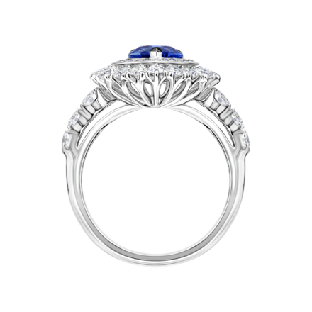 Кольцо с сапфиром и бриллиантами, белое золото 3