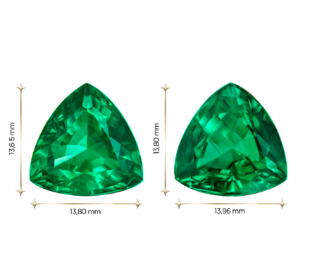 Сет из двух изумрудов ZAMBIA, Триллион, 8,84ct /9,06ct 3