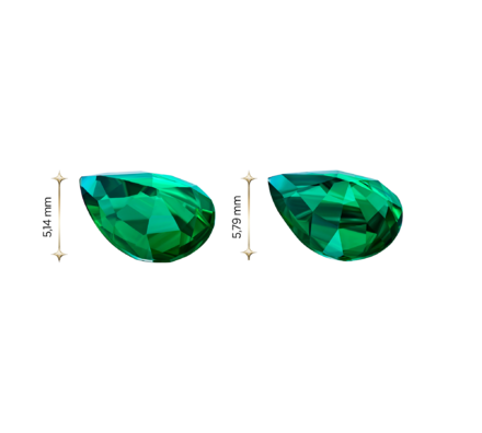 Сет из двух изумрудов ZAMBIA, Груша, 3,4ct /3,53ct 4