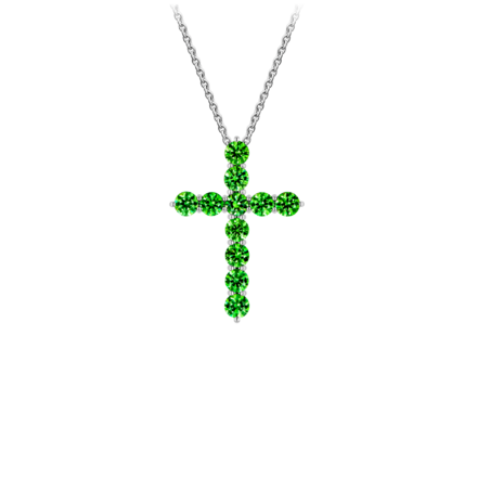 Колье с демантоидами и бриллиантом, белое золото