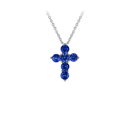 Колье с сапфирами и бриллиантом, белое золото