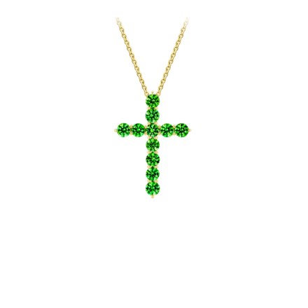 Колье с демантоидами и бриллиантом, желтое золото