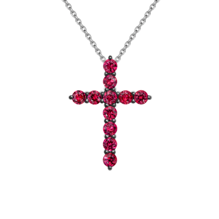 Колье с рубинами и бриллиантом, белое золото