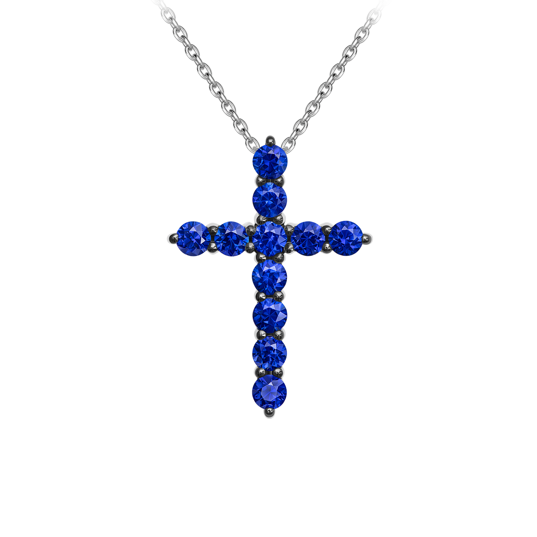 Колье с сапфирами и бриллиантом, белое золото