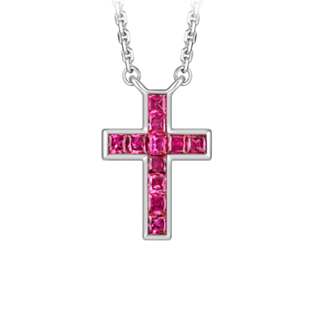 Колье-подвес с рубинами, белое золото