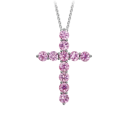 Колье с розовыми сапфирами, белое золото