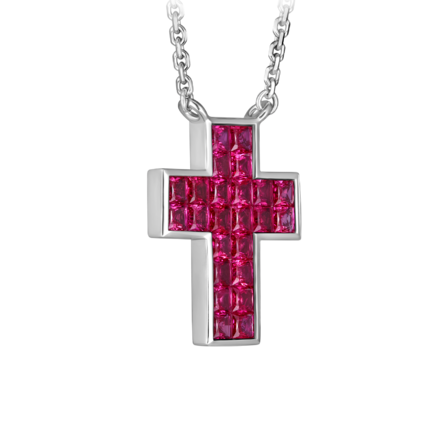 Колье-подвес с рубинами, белое золото 2