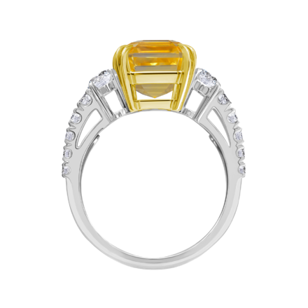 Кольцо с желтым сапфиром и бриллиантами, белое золото 3