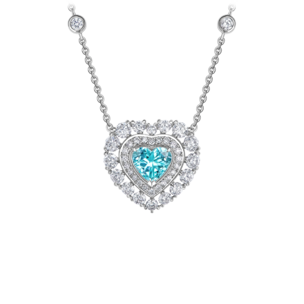 Колье с турмалином параиба и бриллиантами, белое золото