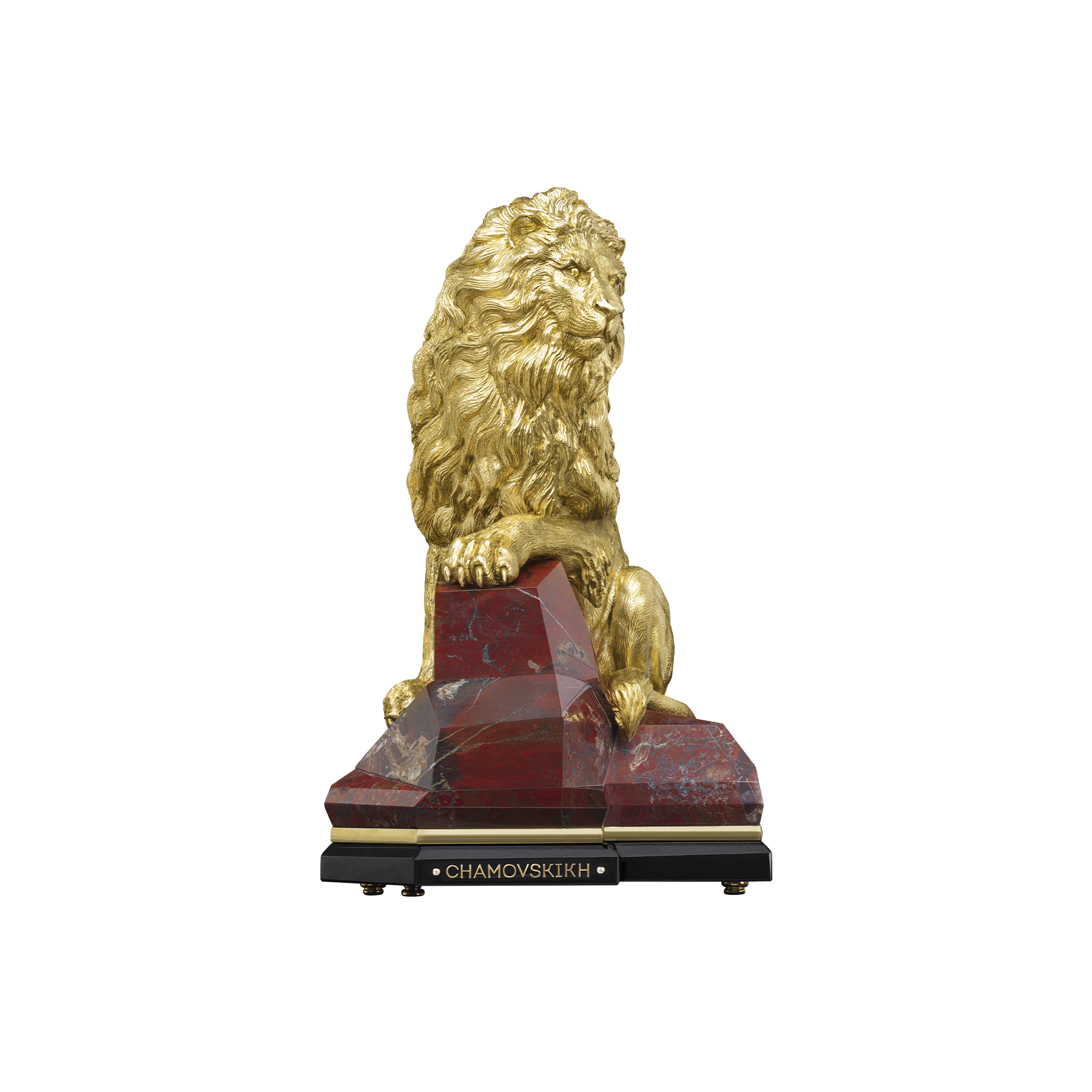 Настольная скульптура «Лев» с золочением