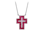 Колье с рубинами и бриллиантами, белое золото