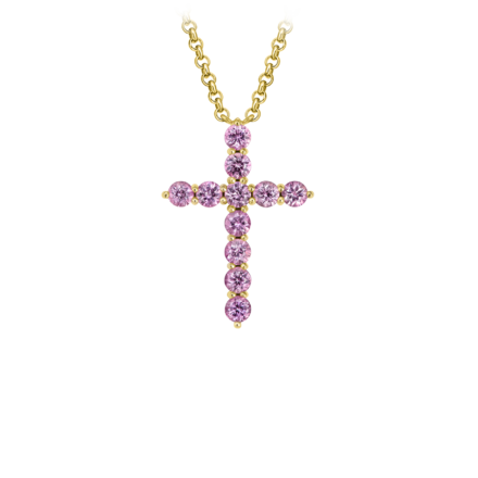 Колье с розовыми сапфирами, желтое золото