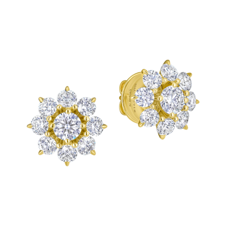 Пусеты с бриллиантами, желтое золото