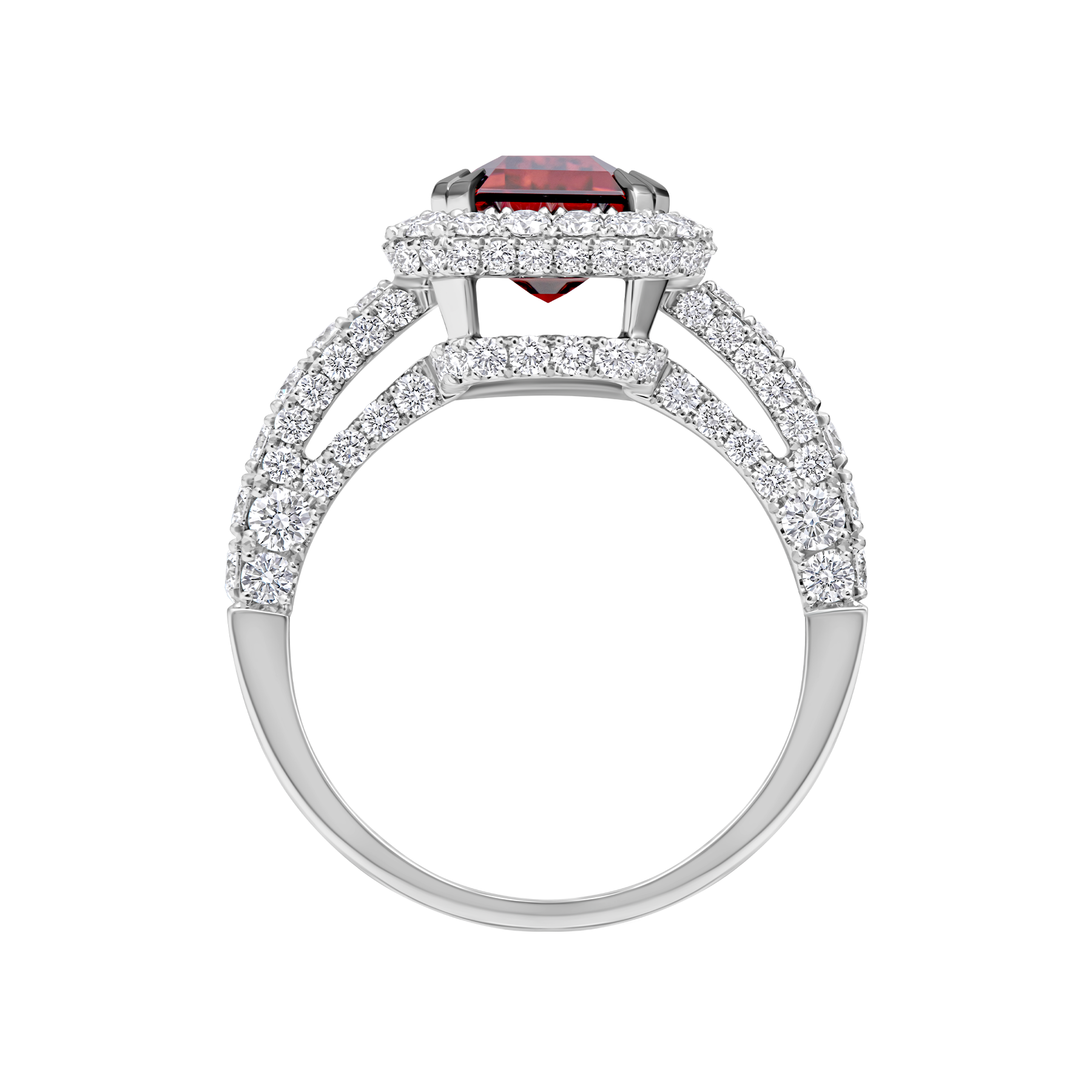 Кольцо с турмалином рубеллитом и бриллиантами, белое золото