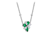 Колье с изумрудами и бриллиантами, белое золото