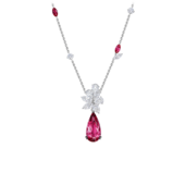 Колье с турмалинами рубеллитами, рубинами и бриллиантами, белое золото