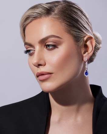 Серьги с сапфирами и бриллиантами, белое золото 2