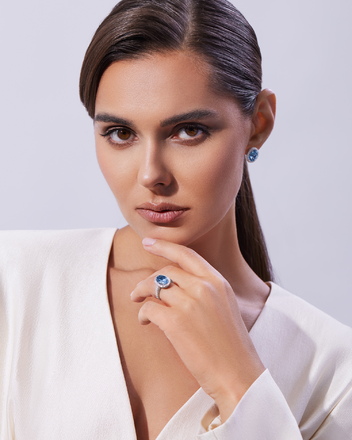 Серьги с аквамаринами и бриллиантами, белое золото 2