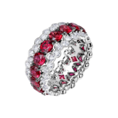 Кольцо с рубинами и бриллиантами, белое золото