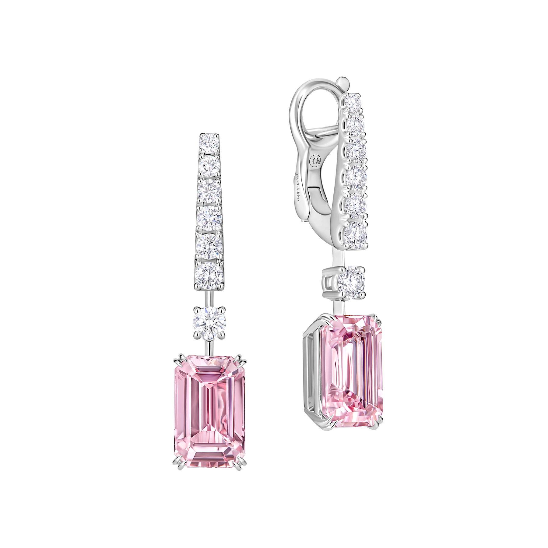 Серьги с морганитами и бриллиантами, белое золото