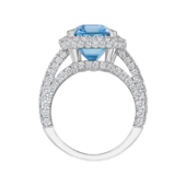 Кольцо с аквамарином и бриллиантами, белое золото