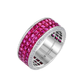 Кольцо с рубинами и бриллиантами, белое золото