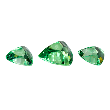 Сет из трех цаворитов, Триллион, 2 - 9,36ct и 8,40ct 2
